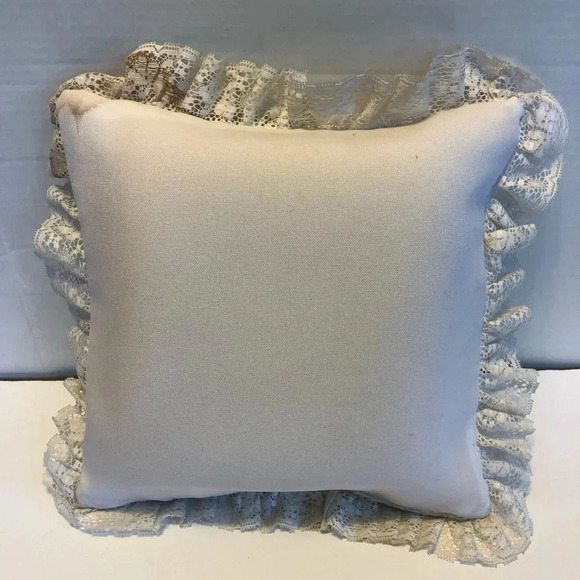 Vintage Precious Moments Decor Pillow White Lace Cottagecore - Picture 2 of 3